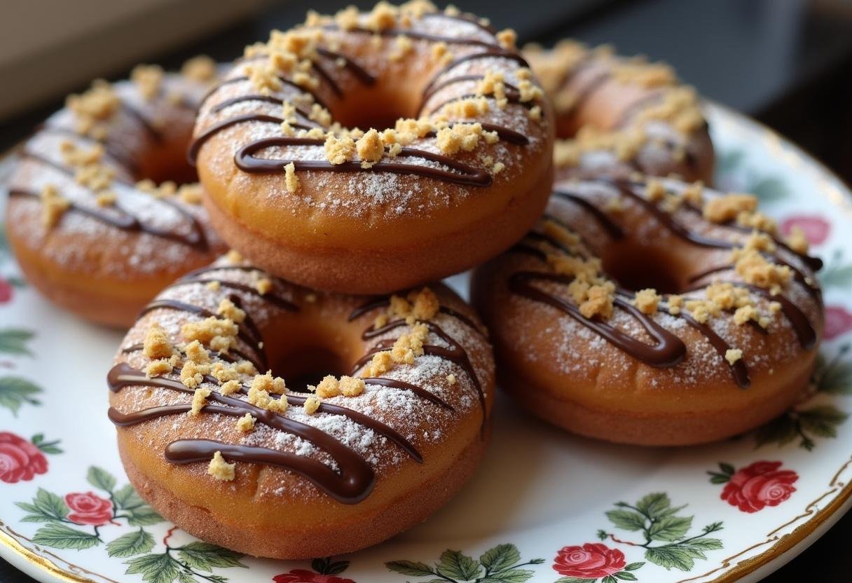Finished Decadent Biscoff Doughnuts beautifully arranged and ready to enjoy for any occasion.