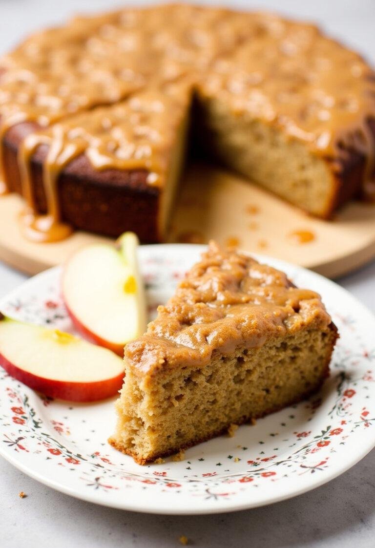 Delicious Easy Caramel Apple Spice Cake with caramel topping, perfect for dessert.