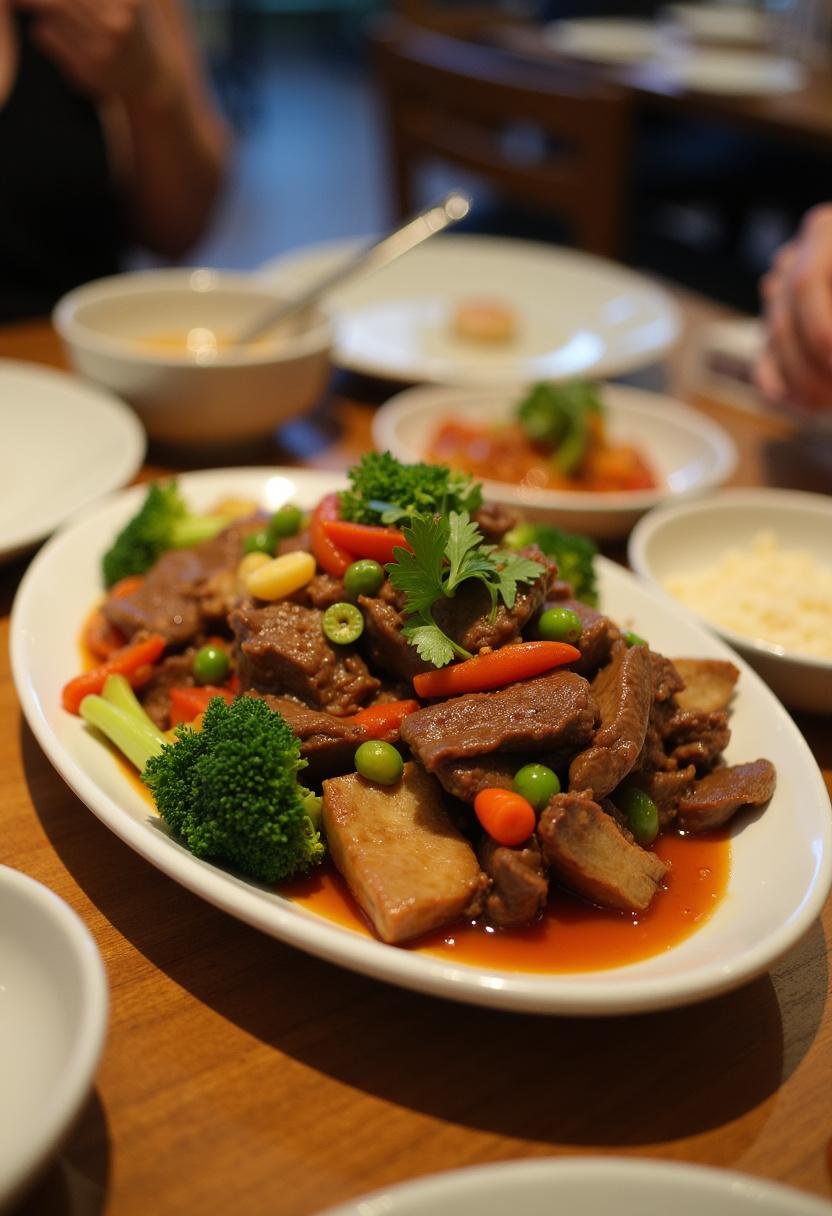 Delicious Ginger Garlic Beef & Bok Choy served on a plate, perfect for a tasty meal.