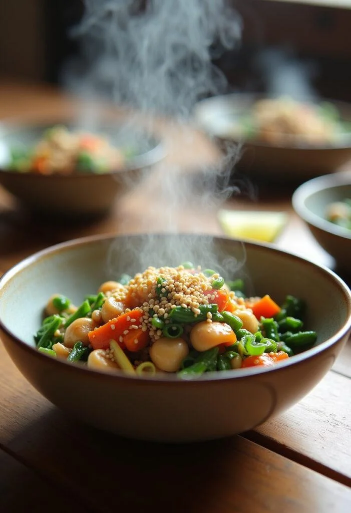 Finished Lean Protein & Greens Stir-Fry, a colorful and nutritious meal, perfect for healthy eating.