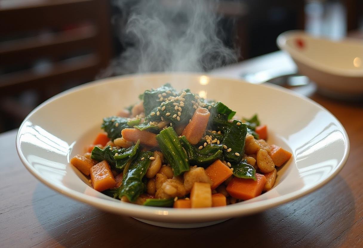 Finished Lean Protein & Greens Stir-Fry, a colorful and nutritious meal, perfect for healthy eating.