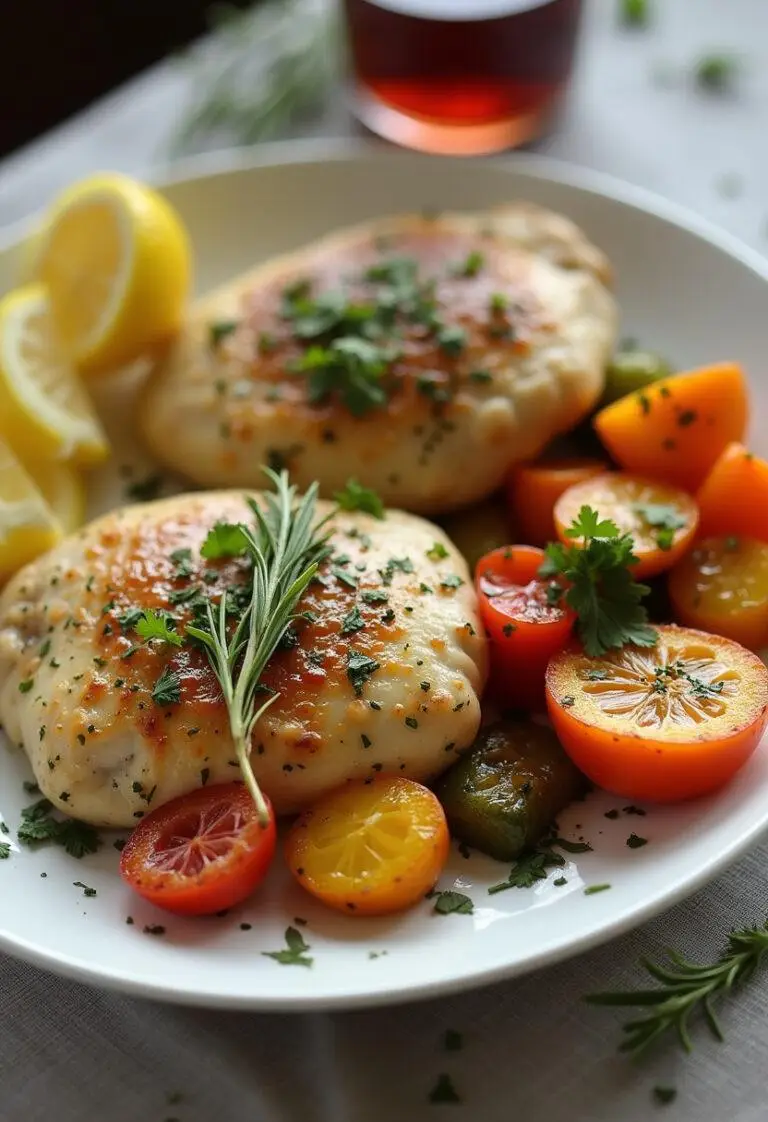 Finished Lemon Herb Chicken & Veggies served elegantly for a delightful meal.