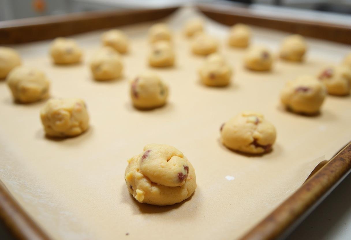 Shaping dough into balls for Russian Tea Cookies.