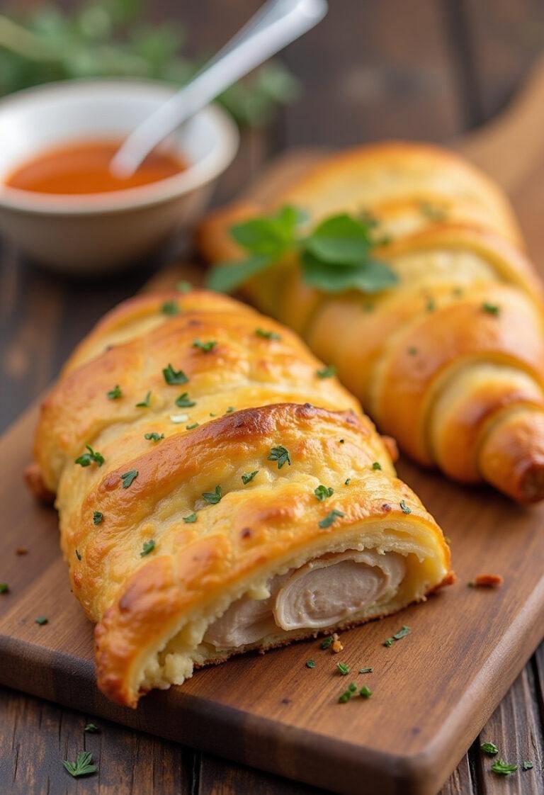 Finished Simple Chicken Crescent Bake, perfectly baked and ready to be enjoyed.