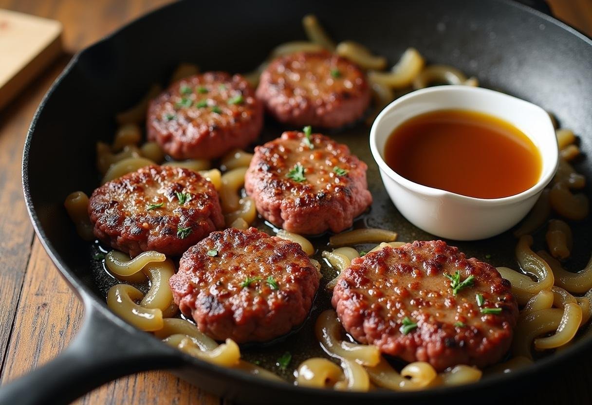 Preparing gravy for hamburger steaks with onions for Simple Hamburger Steak with Onions and Gravy recipe.