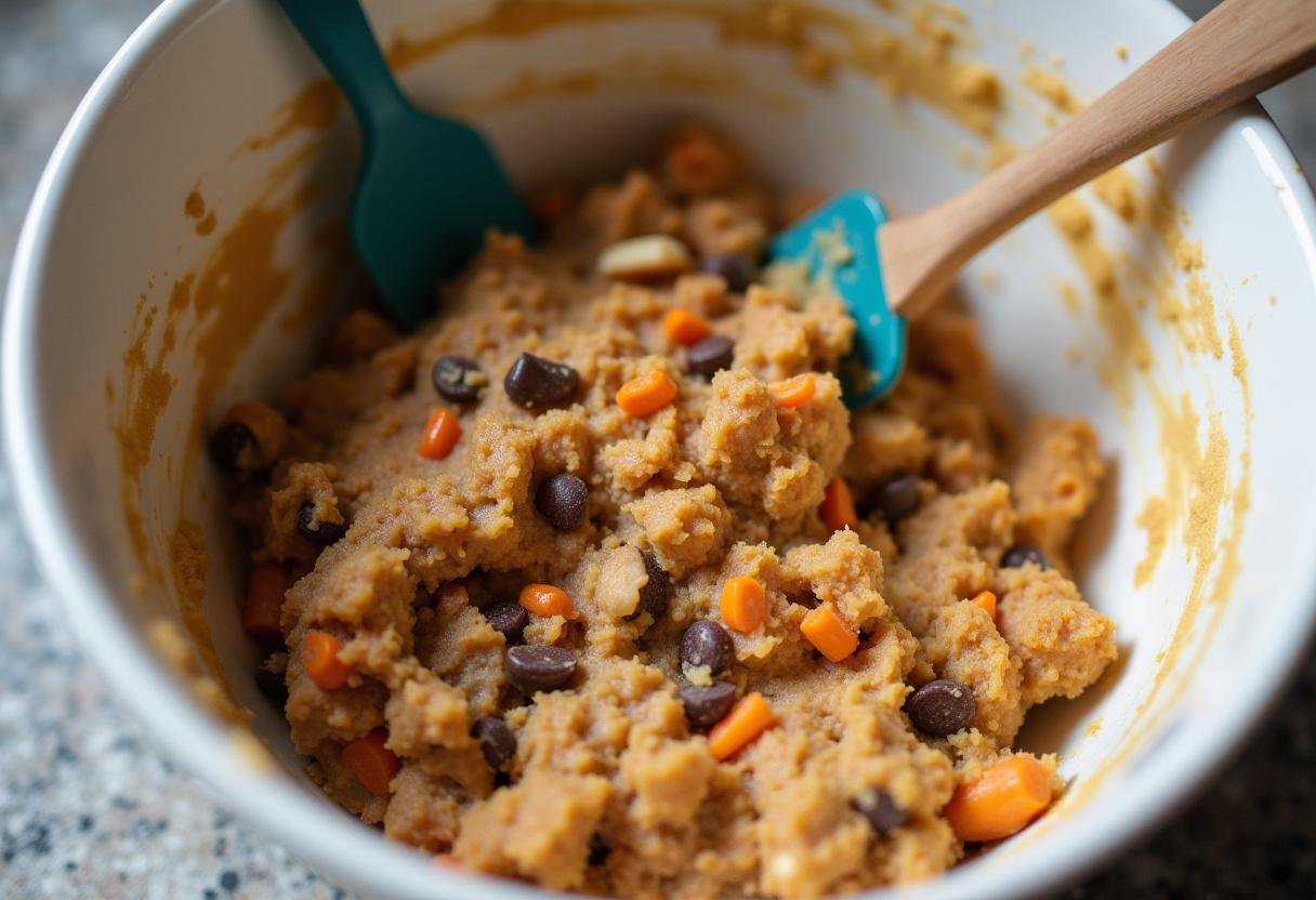 Carrot cake cookie dough with ingredients visible for Soft & Chewy Cookies.
