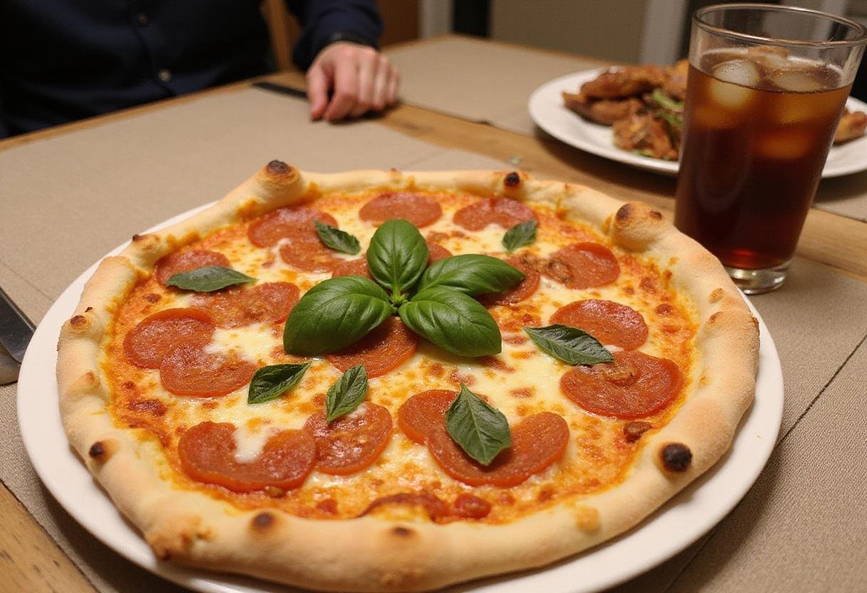 Finished Arundel's House Special Pizza displayed on a dining table, capturing the delightful presentation and inviting atmosphere.