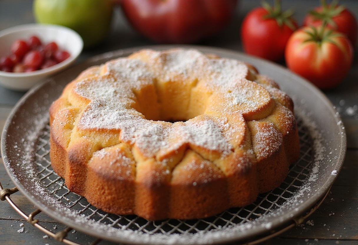 Delicious golden cake made with baking powder, showcasing the final result of the baking process in a home kitchen settings.