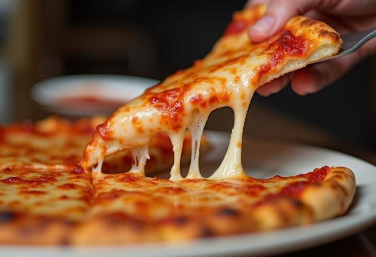 Delicious slice from Bellacino's pizza & grinders menu, highlighting the mouthwatering flavors and textures in every bite.