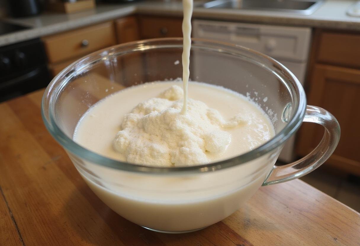 Activating yeast for Beyond Bagels in a mixing bowl, essential for achieving the perfect bagel texture.