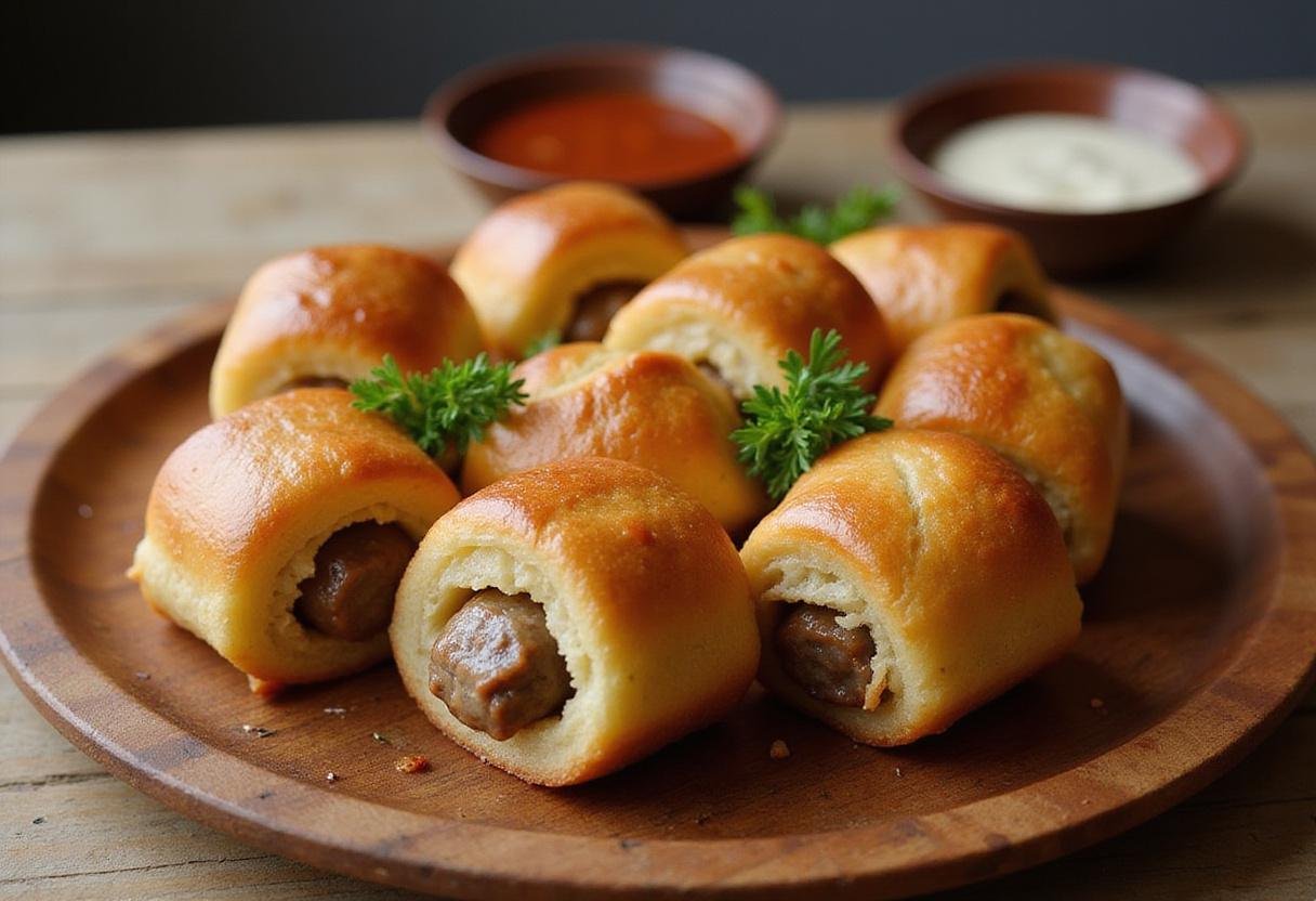 Deliciously baked Bob Evans sausage rolls served hot, perfect for any gathering or snack time.