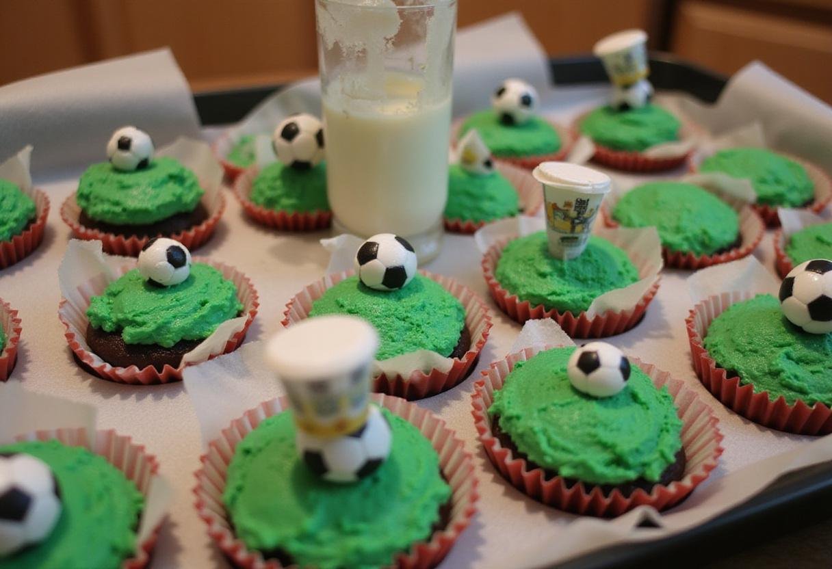 Preparing the cupcake tray for baking soccer cupcakes, key steps to creating delightful treats for soccer fans.