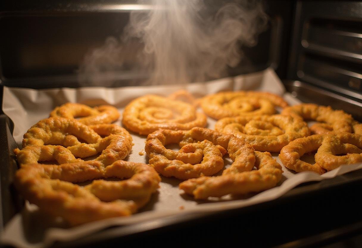 Golden brown cheese straws fresh out of the oven, displaying perfect crispiness for an easy cheese straws recipe.