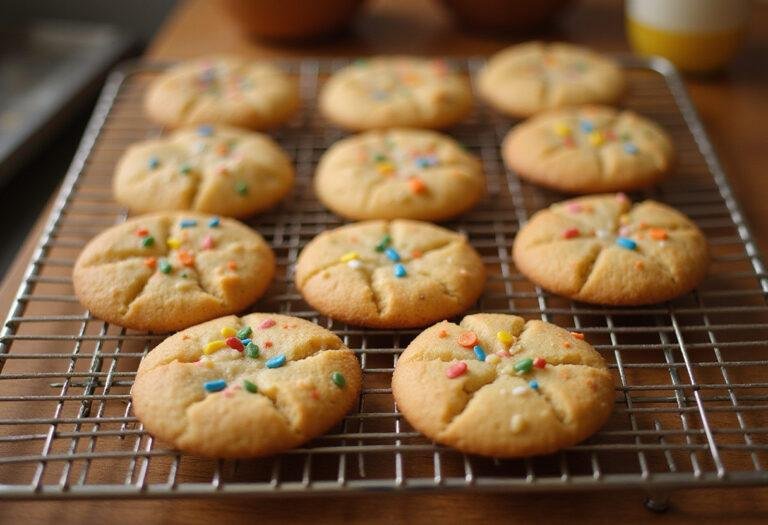 Final display of golden-brown classic sweet sugar cookies with decorative icing