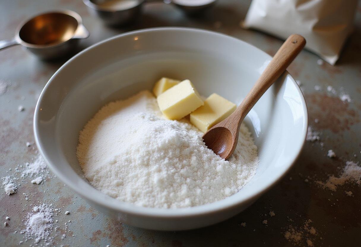 3 ingredient sugar cookie recipe featuring granulated sugar and butter preparation