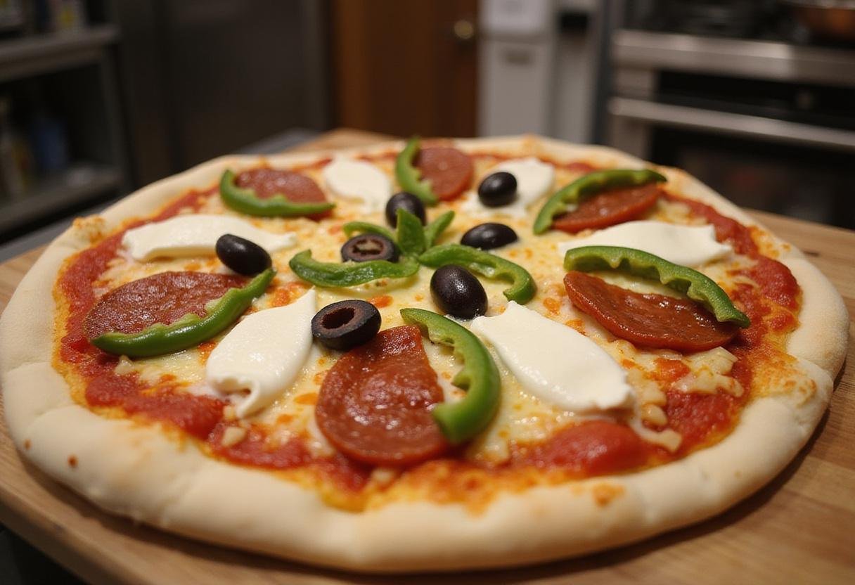Assembling delicious toppings for Elizabeth's Pizza Menu, making every pizza a flavorful experience.