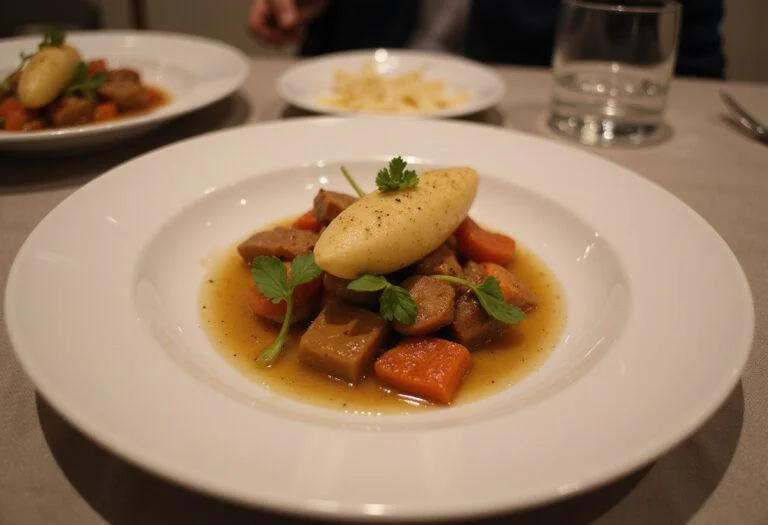 Explore a stunning final dish created from a free Thermomix recipe, showcasing culinary excellence on a dining table.