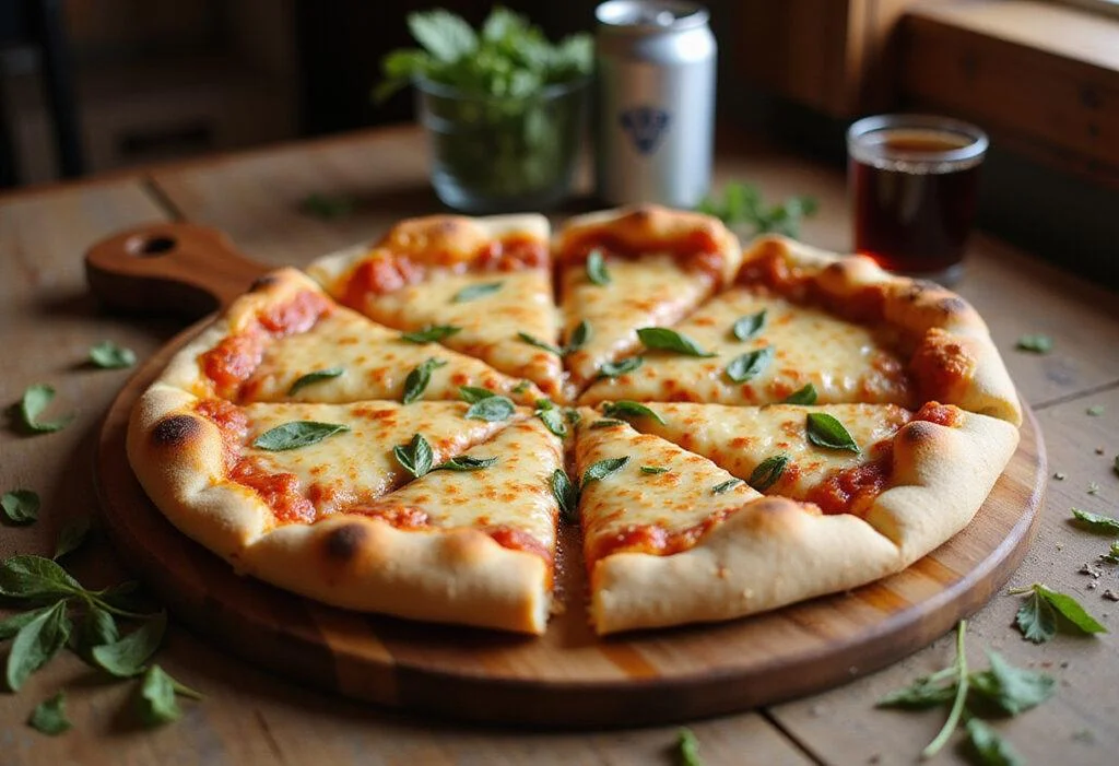 Delicious Havertown pizza served with bubbling cheese and golden crust, perfect for a meal.