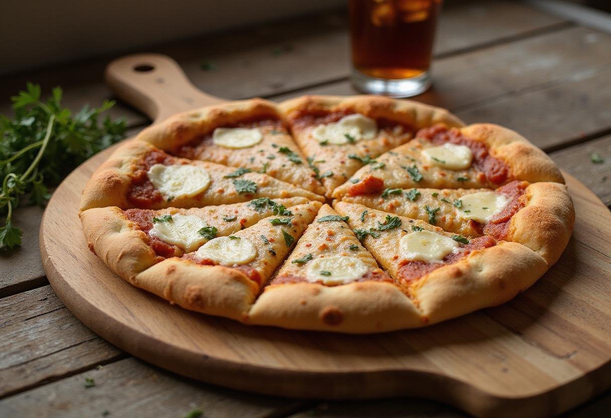 Delicious Havertown pizza served with bubbling cheese and golden crust, perfect for a meal.