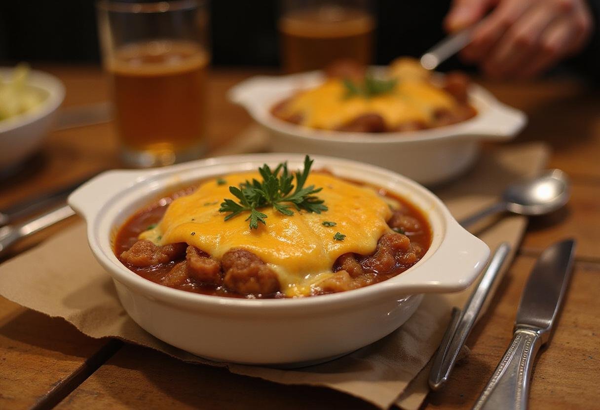 Delicious hearty frozen onion soup with melted cheese served in stylish bowls, perfect for a comforting meal alongside Costco French onion soup options.