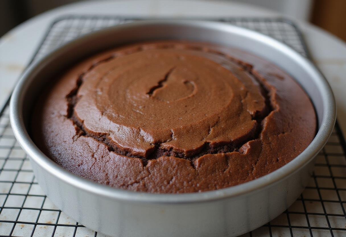 Freshly baked chocolate cake ready for assembly in the Jack Daniel's Chocolate Indulgence, showcasing a perfectly risen dessert.