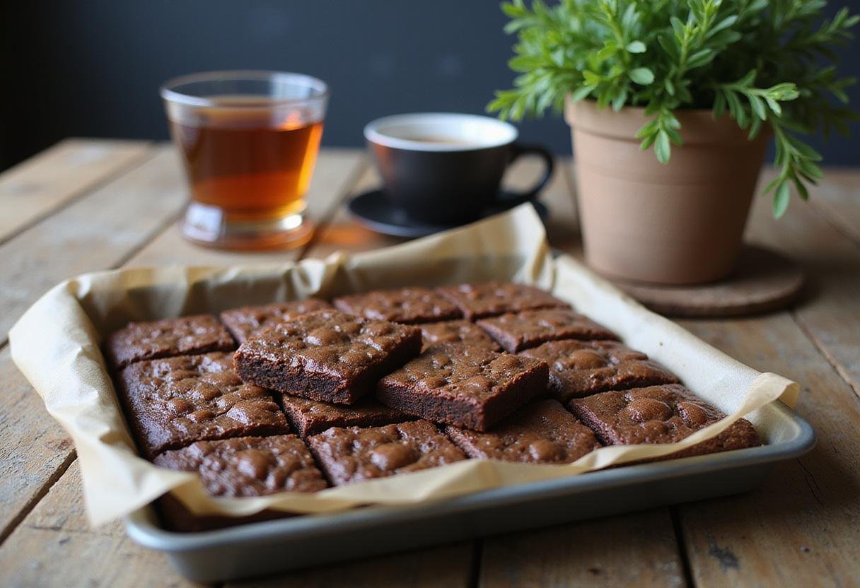 Deliciously baked lactation brownies displayed on a wooden table, perfect for nursing mothers.
