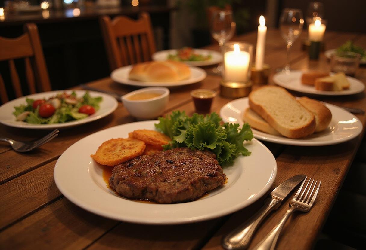 A complete meal featuring lean ground beef chuck served elegantly on a dining table for a delightful family dinner.