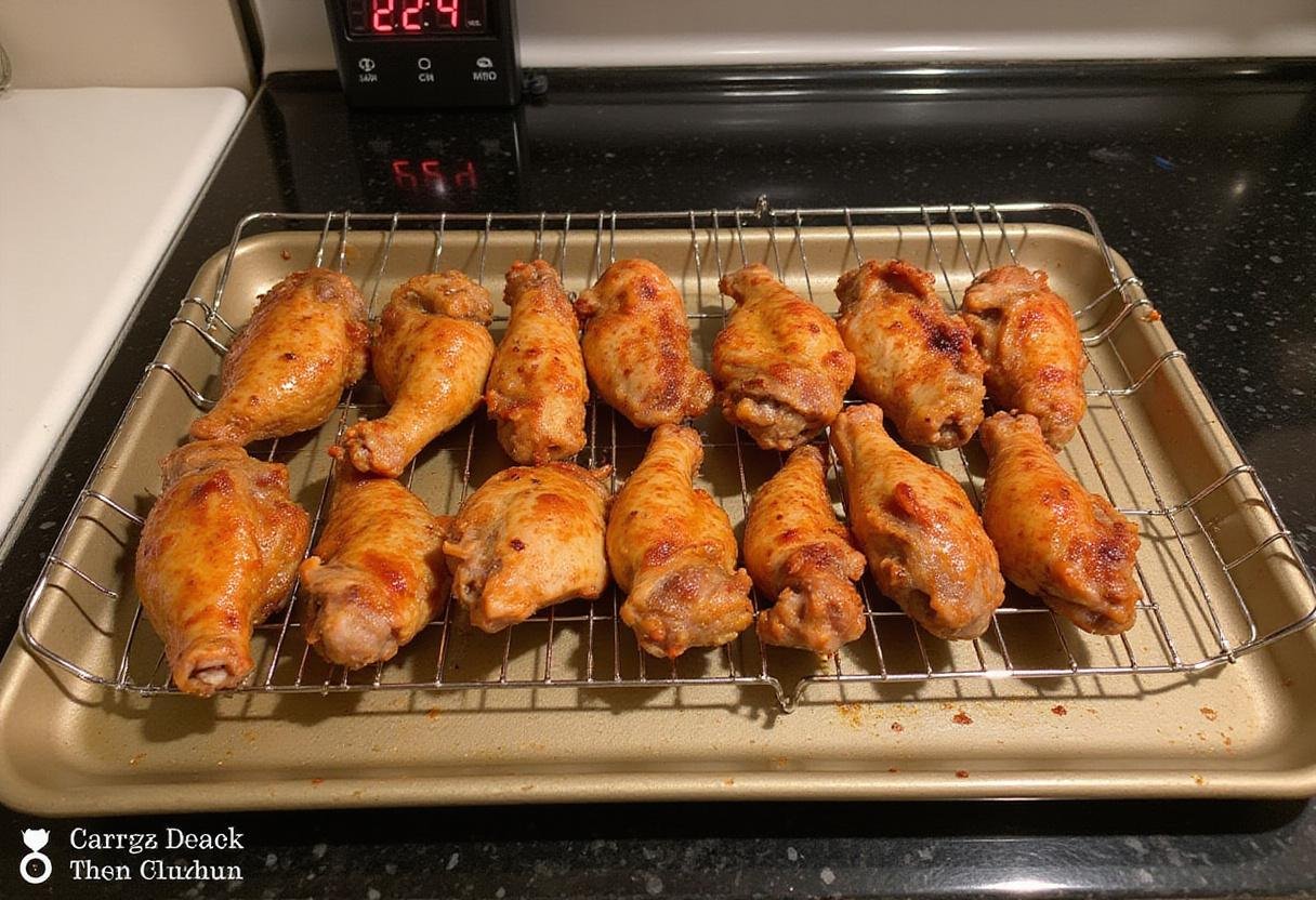 Preparing chicken wings on a rack for baking to create delicious honey lemon pepper wings.