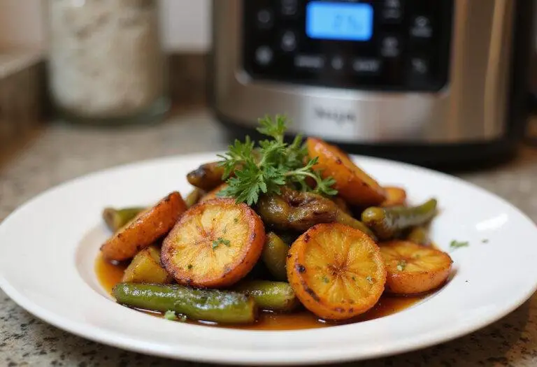 Final result of Ninja air fryer creations served on a plate, highlighting crispy textures and vibrant colors.