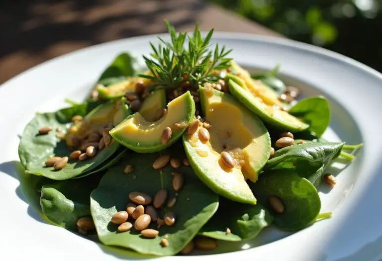 A vibrant Nutritious Bloomsdale Spinach Salad presented elegantly with toppings, ready to be enjoyed.