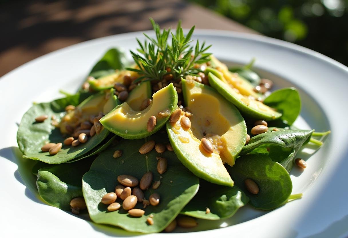 A vibrant Nutritious Bloomsdale Spinach Salad presented elegantly with toppings, ready to be enjoyed.