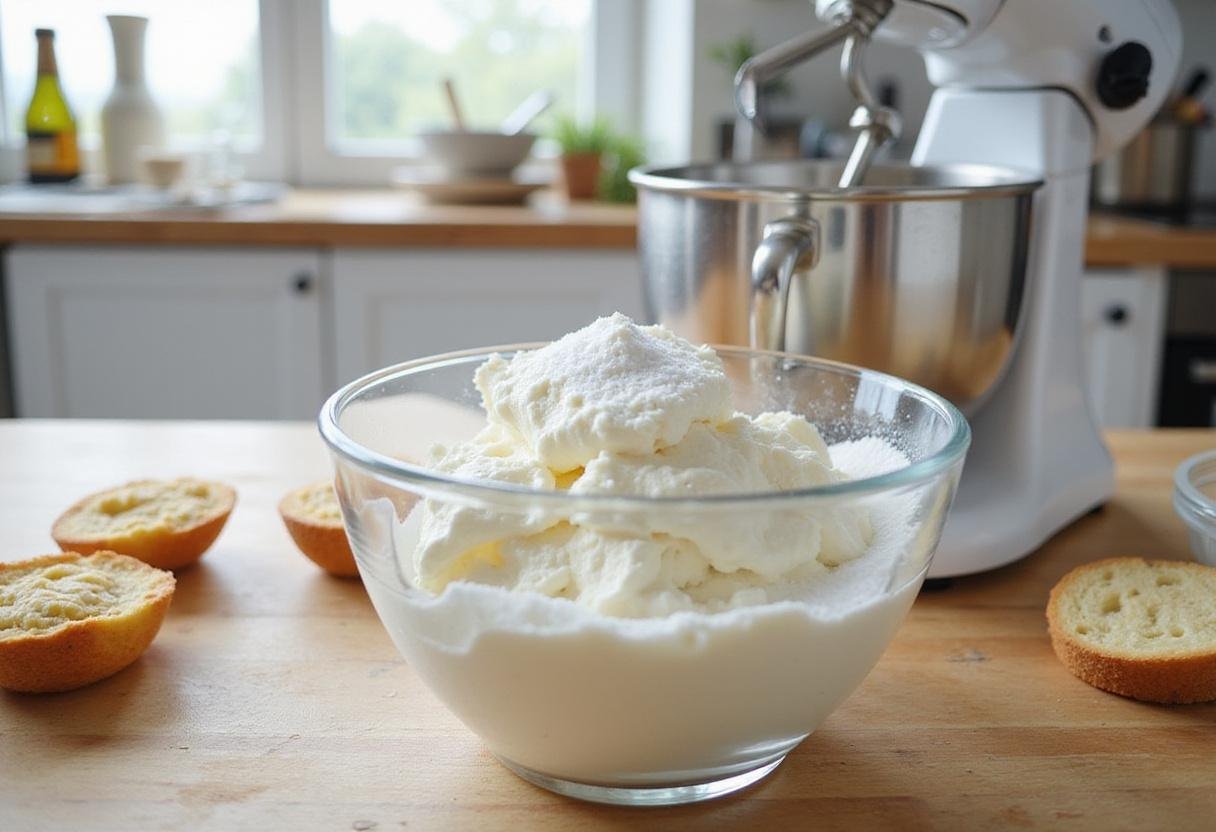 Cream cheese and sugar being mixed for red velvet brownie batter, essential ingredients for the perfect red velvet brownie recipe.