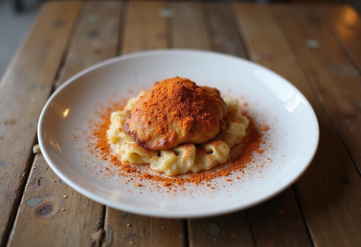 Savory spices in cooking, showcasing a delicious dish adorned with paprika for a perfectly flavored meal.
