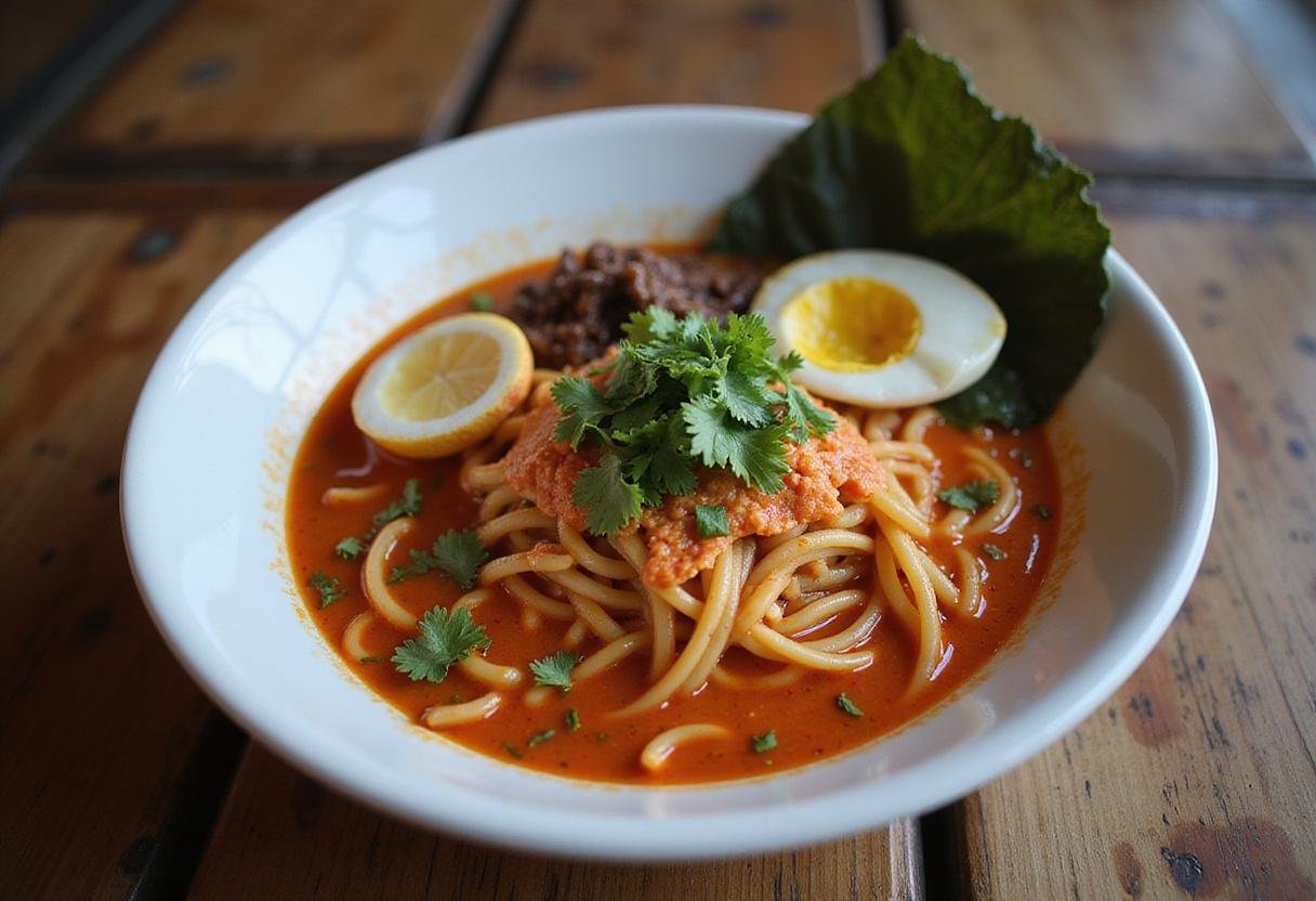 Delicious and colorful spicy Mexican ramen fusion served in a bowl, perfect for a satisfying meal.