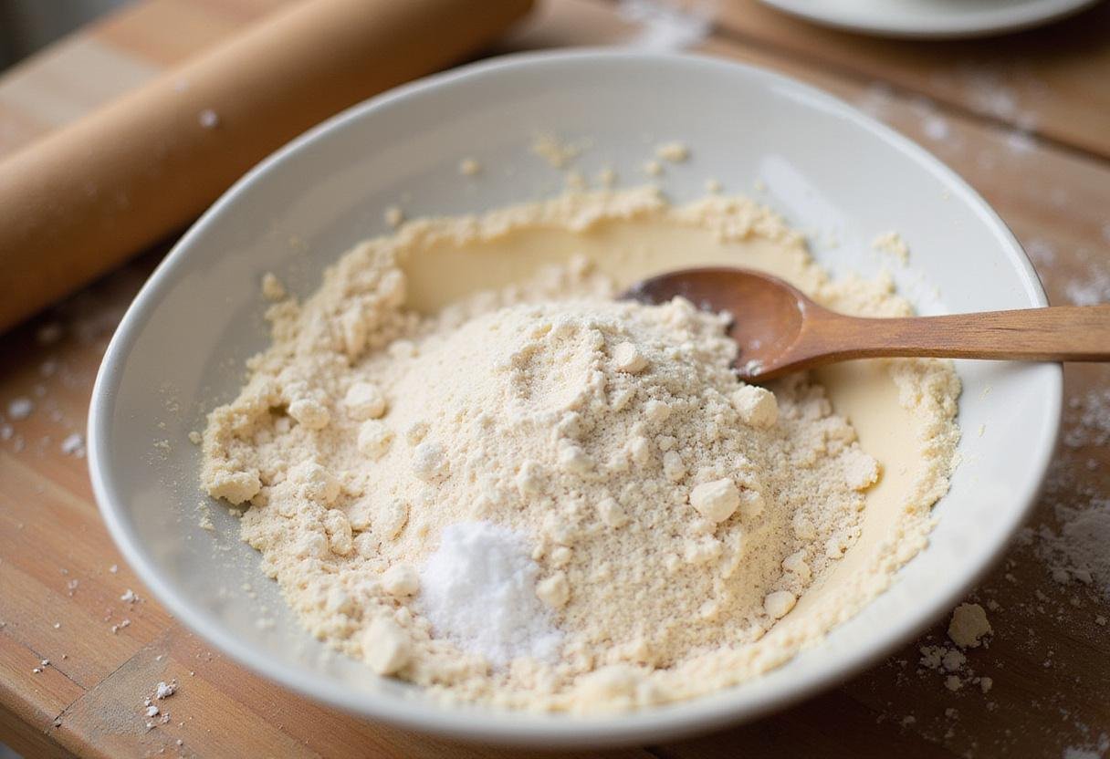 Making sugar-free dough for morning pastries with almond flour and coconut flour, healthy baking.