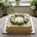Sympathy Serenity Funeral Cake elegantly presented with floral decorations, perfect for commemorating loved ones.