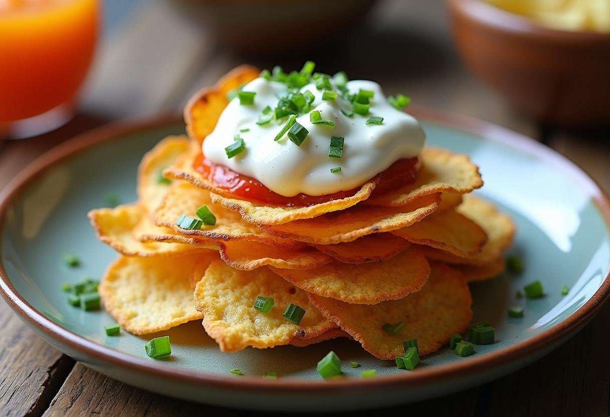 Final presentation of Tangy Pringles Onion Stack, showcasing a delicious blend of sour cream and onion flavors, perfect for entertaining.