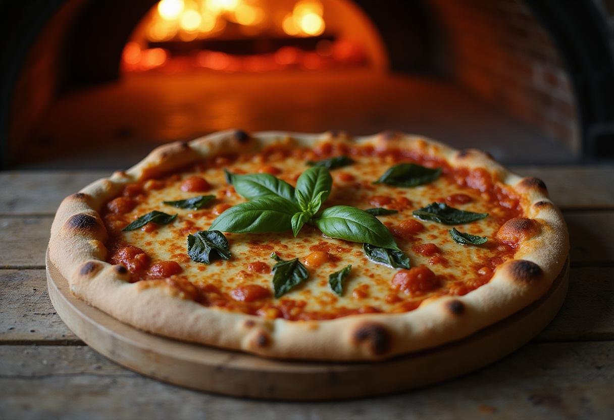 Final result of Vinny's pizza from the tasty menu, featuring a golden-brown crust and bubbling cheese, perfect for any pizza lover.