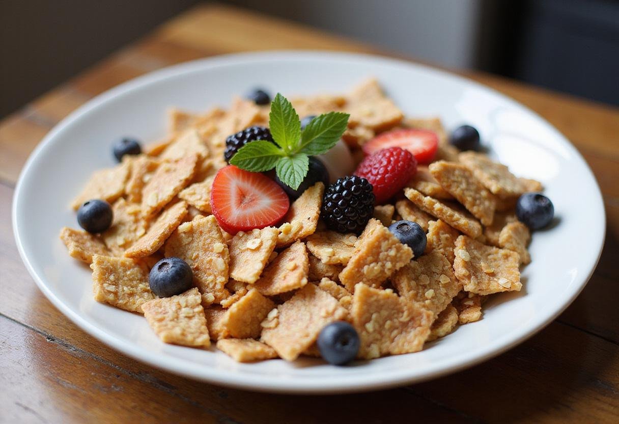 Serving Zesty Yogurt Chip Crunch on a plate, highlighting the texture and colorful yogurt chips, a perfect healthy snack.