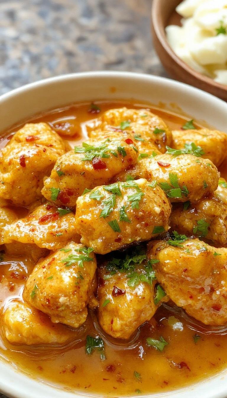 A vibrant plate of butter chicken showcasing tender, creamy chicken pieces coated in a rich, orange-tinted curry sauce. Garnished with fresh cilantro and served alongside fluffy basmati rice, the dish exudes warmth and aromatic appeal. The sauce has a glossy texture with visible spices, and the presentation is inviting and colorful.