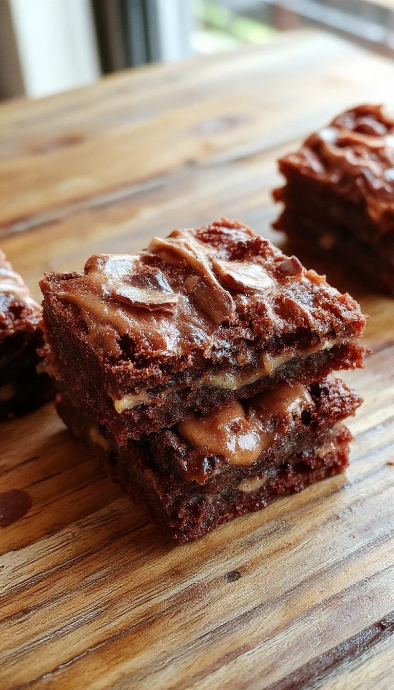 A plate of Chewbacca-themed brownies featuring a textured, furry top resembling Chewbacca's brown fur, decorated with chocolate and caramel accents, arranged artfully on a rustic wooden board with Star Wars themed decorations in the background.