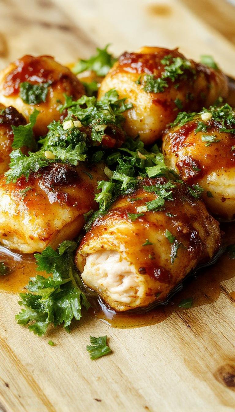 Golden-brown crispy chicken rissoles arranged neatly on a rustic white plate, garnished with fresh herbs, with a side of lemon wedges and a drizzle of sauce. The texture looks crunchy on the outside with a tender interior visible through a slight crack in one rissole.