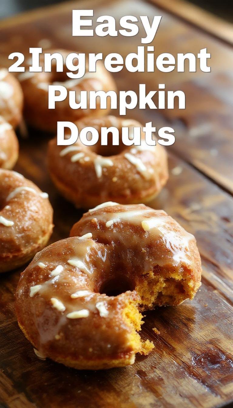 A close-up of golden-brown pumpkin donuts with a slightly crispy exterior, arranged on a rustic wooden platter. The donuts are irregularly shaped with a soft, moist interior visible from a break in one piece, hinting at their fluffy texture. A light dusting of powdered sugar is sprinkled on top, adding a touch of sweetness. The background features a blurred autumn-themed setting with hints of orange and brown tones, emphasizing the cozy seasonal vibe.