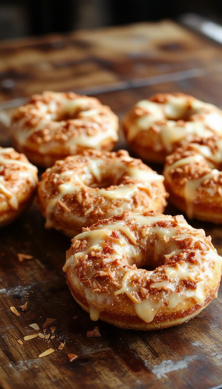 A batch of crispy, golden-brown donuts decorated with eerie edible black insects resembling cockroaches, arranged on a spooky-themed platter with dark and orange accents, highlighted by dramatic lighting to emphasize their textured surface and creepy decorations.