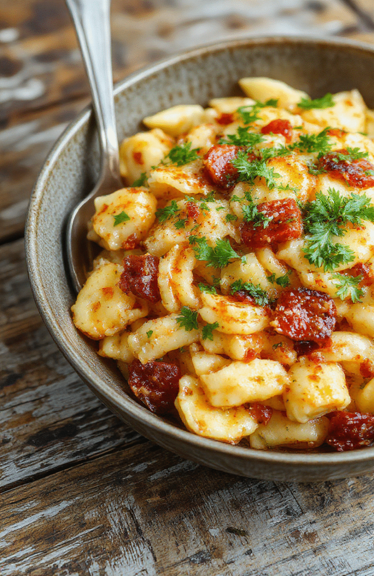 A vibrant plate of golden-brown orzo pasta mixed with colorful vegetables, garnished with fresh herbs on a rustic wooden surface, styled simply for appetizing visual appeal.
