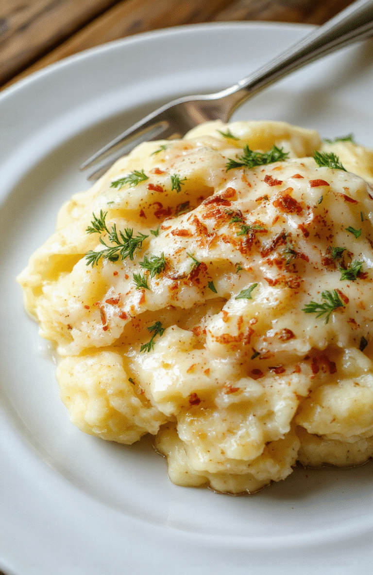 A bowl of creamy baked mashed potatoes topped with melted butter and fresh herbs, served on a rustic white plate with a golden crust and smooth, fluffy interior, styled with sprigs of thyme and a sprinkle of paprika for a warm, inviting holiday presentation.