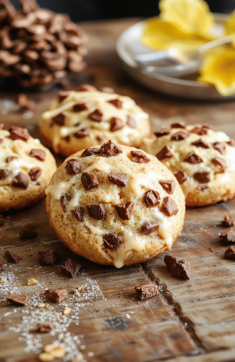 A plate of golden-brown coffee cake cookies with a crumbly topping, topped with a drizzle of glaze. The cookies are arranged on a rustic wooden table with a warm, cozy ambiance, showcasing their crumbly texture and inviting aroma. The background features a soft-focus autumn-themed setting, enhancing the festive holiday feel.