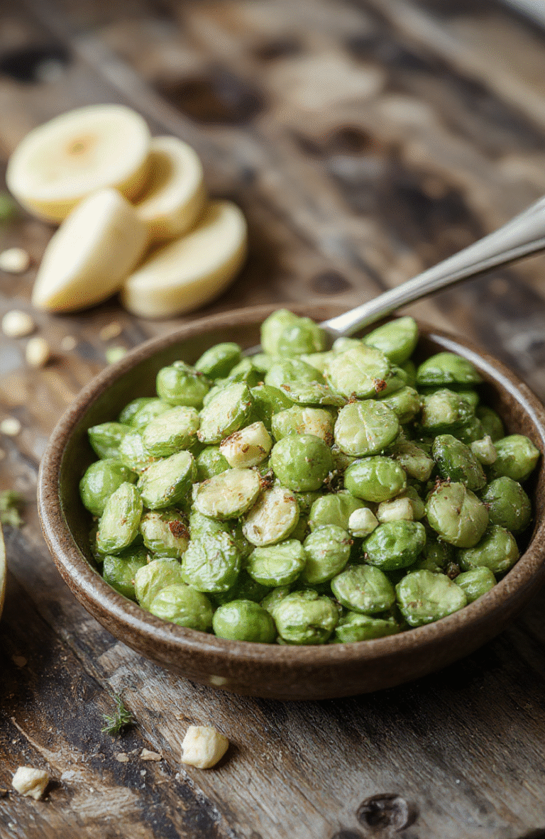 A vibrant plate of bright green peas glistening with butter, garnished with fresh herbs on a rustic wooden table, styled simply for a cozy holiday setting