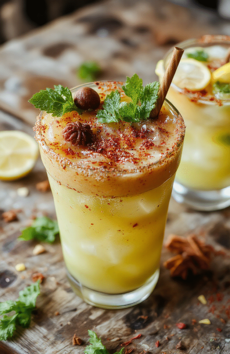 A vibrant festive-spiced margarita in a clear glass with salted rim, garnished with a cinnamon stick and lime wedge, surrounded by holiday decorations, warm lighting, showing a colorful, glossy surface with ice and spice mix visible inside.