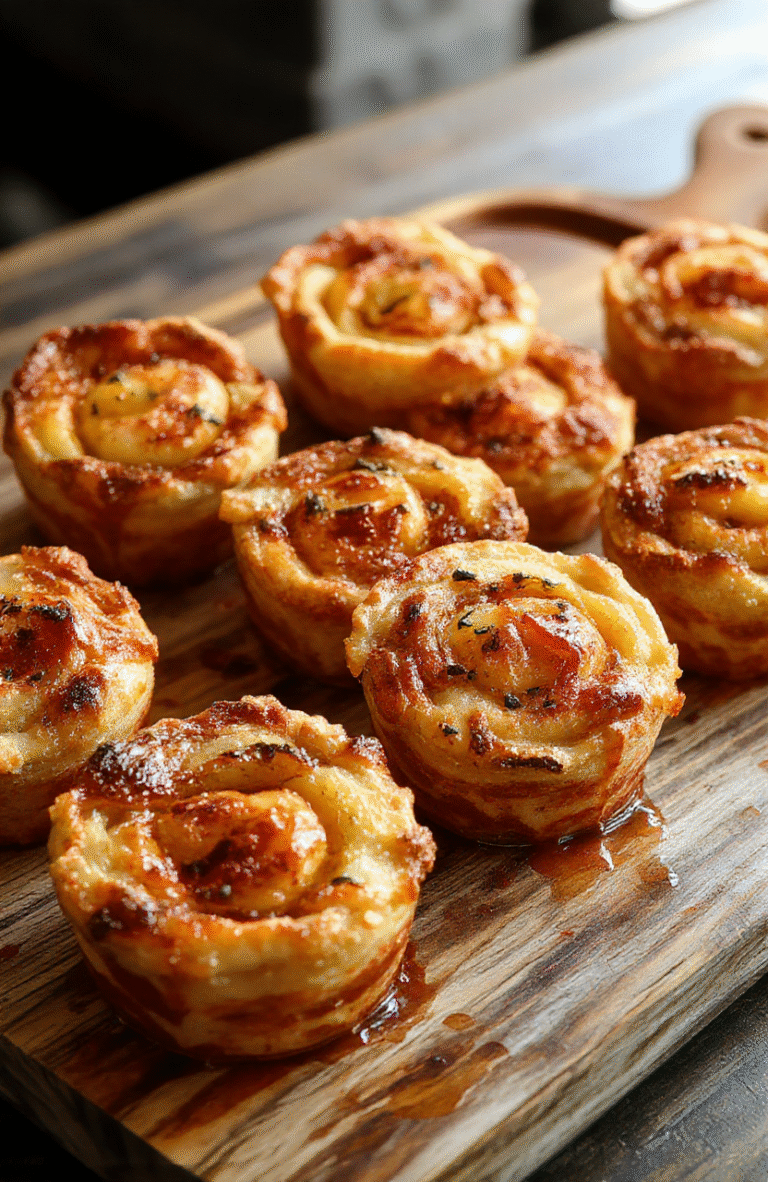 A close-up of golden-brown mini apple pies arranged on a rustic wooden platter. The pies have a flaky crust with visible apple chunks and a dusting of cinnamon sugar. Soft natural light highlights their textures and warm colors, with a few fresh apple slices and a cinnamon stick nearby. The background is neutral, emphasizing the inviting, homemade appearance.